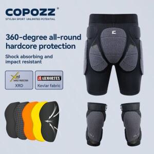 COPOZZ 스키 무릎 패드 엉덩이 보호대 패딩 조절 가능한 기어 반바지 스케이트 스노우 보드 보호 Kevlar XRD R RZ