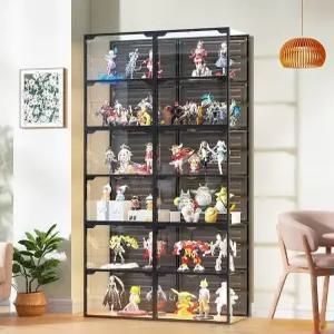 장식장 1단 그레이 보관함 디스플레이 미니 수납 원목 피규어 케이스