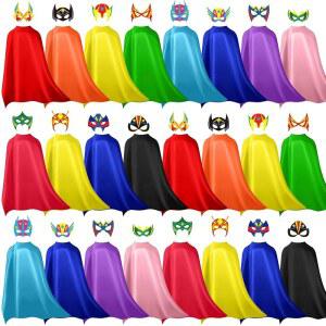 소세이션 24 파티용 영웅 마스크와 망토 세트 소년 소녀 생일을 위한 DIY 블랭크 12 스타일 마스크 단체 활동 의상 장난감 선물 선호