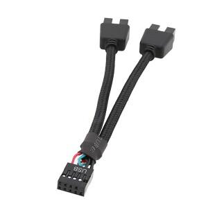 마더보드 USB 2.0 9핀 헤더 1 to 2 확장 허브 스플리터 어댑터 암컷 수컷 Y 오디오 케이블