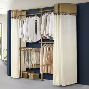 [이지커머스]3005호 커튼 옷걸이 수납 조립식행거 드레스룸 시스템 시스템행거 원룸행거 폴행거 옷걸이행거