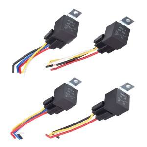 4pin 4P 5P 40A 방수  릴레이 일반적으로 열림 DC 12V 소켓 포함