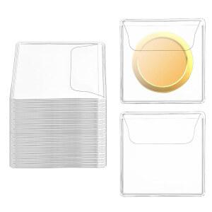 수집가용 싱글 플라스틱 동전 슬리브 50개, 5.5 x 5.5cm(2.2 2.2인치) 투명 페니 홀더 개별 PVC 프로텍터 수집가, 주얼리 보관용
