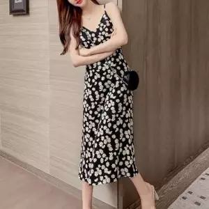 여름패션 비치룩 끈나시치마 플라워 끈 썸머원피스 (KYR-WFIHZES)