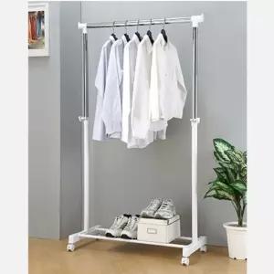 KT 이동식 1단행거(고급형화이트)옷가게 드레스룸 옷방 다용도 원룸 자취정리 자취 가정용