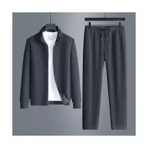 남성패션 긴팔세트 봄가을솔리드 캐주얼 트레이닝 세트 긴바지 투피스 아우터 DL3