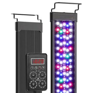 원버튼 실시간 동기화 기능이 있는 피시키퍼 스마트 LED 수족관 조명 24/7 모드 풀 스펙트럼 어항 9가지 색상 DIY 타이머 10가지 밝기 IP68 방수 식물 12 18인치용