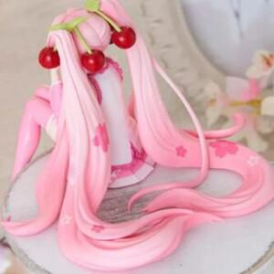 새로운 하츠네 미쿠 애니메이션 피규어 핑크 원피스 PVC 모델 액션 토이 체리 벚꽃 장식 수집 선물