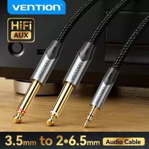 Vention 3.5mm  이중 6.5mm TRS 케이블 AUX 어댑터 오디오 케이블 6.5 잭-스테레오 3.5 잭믹서 앰프용 6.35