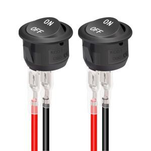 2PCS ONOFF 20mm 라운드 스위치 12 볼트 2 핀 토글 자동차 보트 RV 용 와이어가 로커