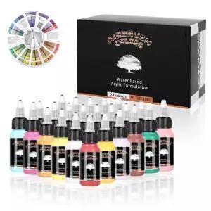 가죽염색약 페인트 복원제 SAGUD 에어브러시 아크릴 세트 컬러 휠 24x30ml 수성 의류 신발 가죽