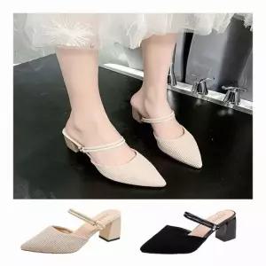 샌들 뮬 여자 발편한 슬링백 스트랩 구두 통굽 큐빅 스틸레토미들힐 힐 통굽 웨딩슈즈