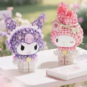 산리오 캐릭터 마이멜로디 쿠로미 꽃 레고호환블록 나노블럭 퍼즐 취미 DIY 여자 꽃다발 굿즈 여자 선물 취