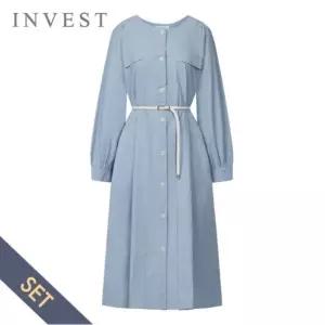 [인베스트] 버튼 포인트 벨트 셋 원피스_IN6S1OP3211