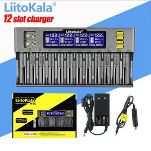 LiitoKala Lii-S12 12 슬롯 LCD 배터리 충전기 리튬 이온 LiFePO4 Ni-MH Ni-Cd 9V 21700 20700 26650 18650