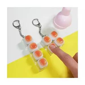 콩이네리본 모닝빵 식빵 키보드 키캡 키링 4구 딸깍이 소리 좋은 키캡 키링 가방장식 청축키보드 피젯키링