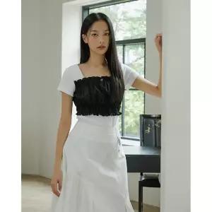 [에고이스트] ER3CH773 뷔스티에 배색 반팔 티셔츠 (25년 가을)