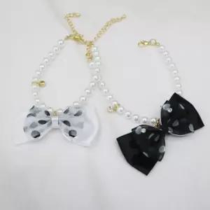 코코아허니 WB리본진주목걸이강아지액세서리 머리핀 멍멍이꾸미기 악세사리 애견패션 패션