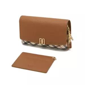 [롯데백화점]닥스 액세서리 LL[선물포장/쇼핑백동봉] 브라운 체크배색 DD로고 3단 중지갑 DCWA4E423