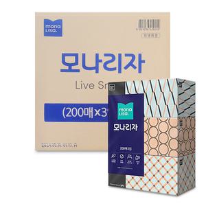 모나리자 각티슈 200매 x 24개 대용량 미용 크리넥스 화장지 휴지 곽 티슈 천연펄프