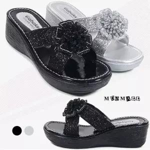 [뮤즈몰] 국화중 / 5cm통굽 여성슬리퍼/웨지힐/키높이/사무실/실내/여름/뮬/신발/구두