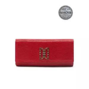 [롯데백화점]닥스 액세서리 [ALEXA]레드 가죽 스와르브스키 DD로고장식 장지갑 DCWA2F281R2