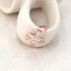 [미니아트]14KGP 크로스 귀찌 로즈골드 데일리 포인트 큐빅 링 이어커프