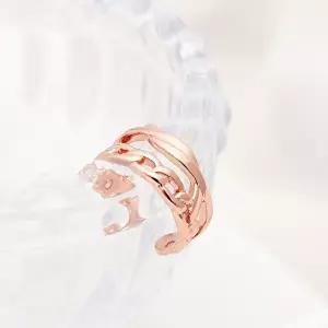 [미니아트]14KGP 므아르 귀찌 로즈골드 데일리 볼드 체인 링 이어커프