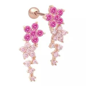 [미니아트]봄꽃 14K 금침 로즈골드 데일리 큐빅 꽃 스틱 피어싱 / 이너컨츠 귓바퀴 트라거스 연골 아웃컨