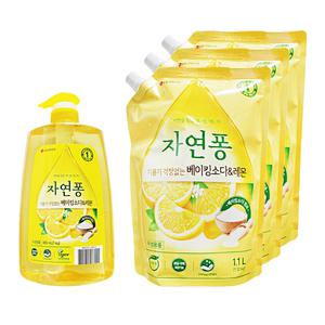 엘지 자연퐁 주방세제 기름기 걱정없는베이킹소다 레몬 980ml 용기 1개 리필 3개