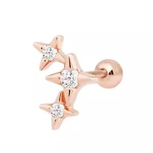 [미니아트]트윙클 14K 금침 로즈골드 데일리 큐빅 별 피어싱/ 이너컨츠 귓바퀴 트라거스 연골 아웃컨츠 귓