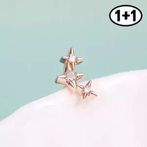 [미니아트][1+1] 트윙클 14K 금침 로즈골드 데일리 큐빅 별 피어싱