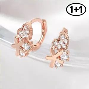 [미니아트][1+1] 젤리아 14K 금침 로즈골드 귀찌 큐빅 하트 데일리 링 피어싱