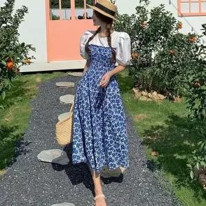 [오노마] ONM 청순 원피스 스모크밴딩 플레어스커트 롱원피스 (S8653654)