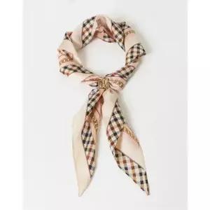 [롯데백화점]닥스 액세서리 [선물포장][SILK100]베이지 체인프린트 삼각스카프&링 세트 DCSC2F825