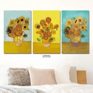 아트박스 우아한 달팽이 고흐 꽃병 속 해바라기들 캔버스 명화 액자 3종set