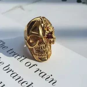 [셀러허브][노블른] 써지컬 스틸 골드 금 해골 머리 (S7798459)