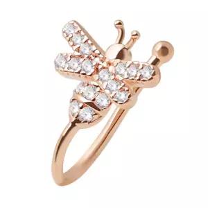 [미니아트] 14kgp 비폴라 이어커프 귀찌 로즈골드 꿀벌 귀걸이