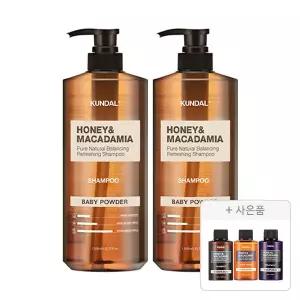쿤달 네이처 샴푸 베이비파우더 1058ml, 2개+증정(샴푸 화이트머스크 100ml+바디워시 화이트머스크 100ml+트리트먼트 화이트머스크 100ml 각 1개 (총 3개))