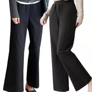 제이케이 국산 여성 빅사이즈 봄가을 밴딩 스판바지 와이드 부츠컷 팬츠 나팔바지