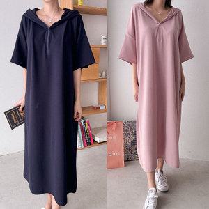 러블리 집업 마법소녀 후드 원피스 여성 봄 롱 루즈핏 빅사이즈 여름 캐주얼