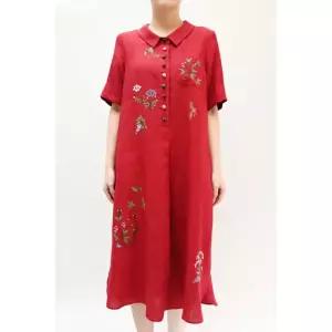 [비꼴리끄]린넨 밴드넥 꽃자수 원피스