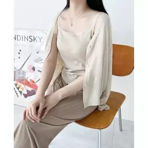 여자 나시 가디건 세트 여성가디건 DJW1-CAS-S2LCBB1022-머스타드