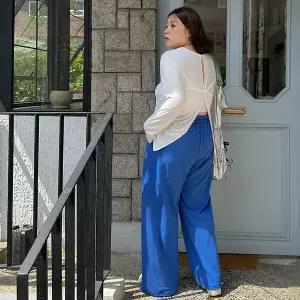 [제작/빅사이즈]이블렛 세니덴 라벨 절개 스트링 밴딩 팬츠 제이스타일