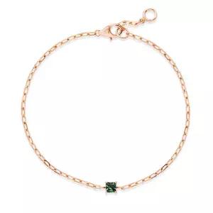[비앤비골드] 18K 에메랄드 스퀘어컷팅 체인팔찌 NPB40196