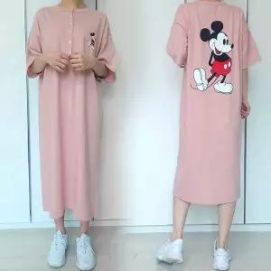 [보리보리/보리맘]미키 반팔 단추 수유 원피스 빅사이즈 수유복 잠옷 ID572