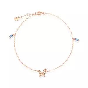 [비앤비골드] 18K 탄생석 아쿠아마린 나비 큐빅 발찌 SCA38269