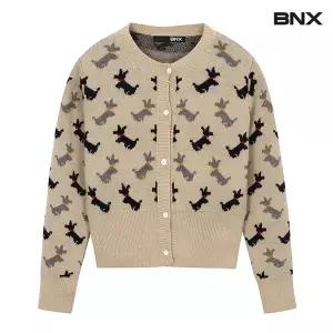 [롯데백화점]비엔엑스 라운드 강아지 자가드 숏 니트 가디건 (BW4CD010L0)
