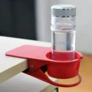 (레드) 집게형 컵 받침대 책상 컵 수납함 /책상컵홀더/테이블컵홀더/집게형컵홀더/데스크컵홀더/음료홀더