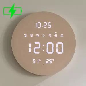 플라이토 무선 루나 데이 온습도 LED 벽시계 29cm / 포토상품평